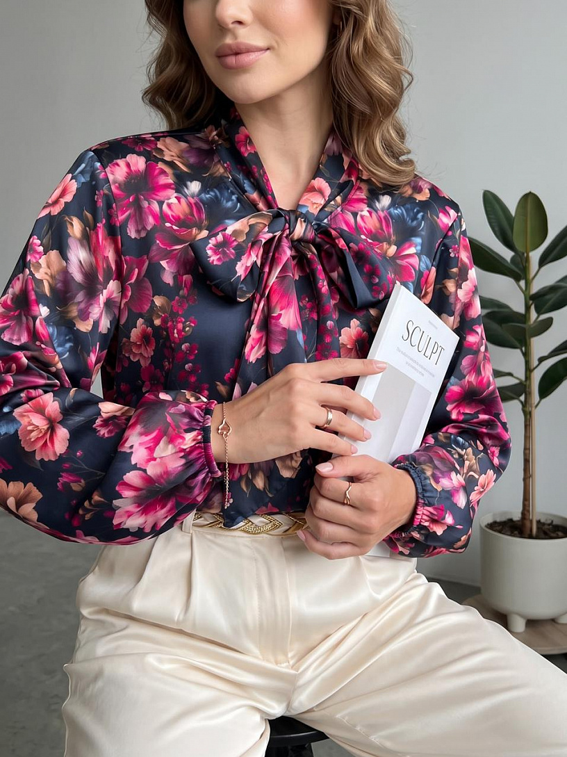 Блуза "Одри"_О7/пионы